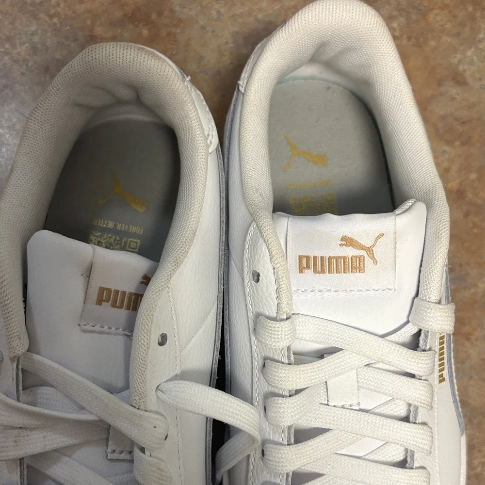 Puma White and Gold Women's Sneakers - Picture 2 of 5